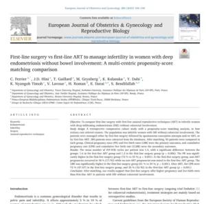 Journal Club (in Spanish): First-line surgery vs first-line ART to manage infertility in women with deep endometriosis without bowel involvement: A multi-centric propensity-score matching comparison