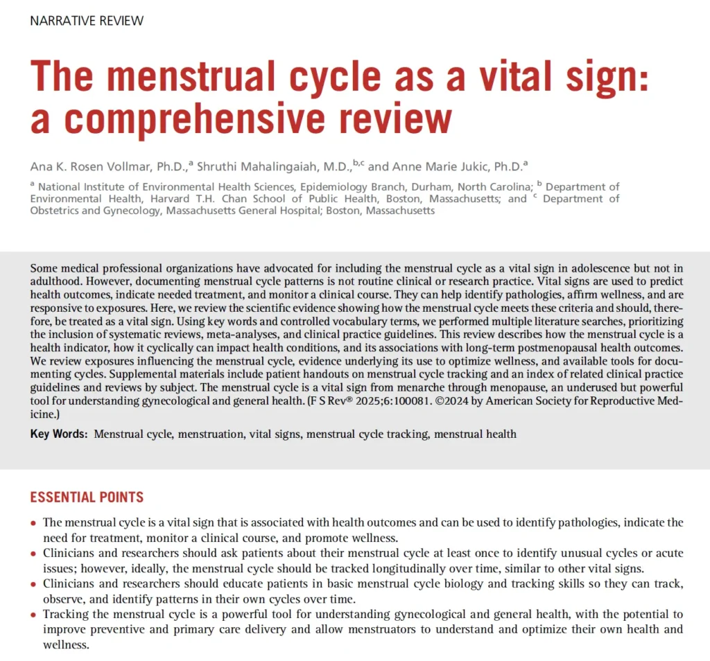 Journal Club: The Menstrual Cycle as a Vital Sign: a comprehensive review