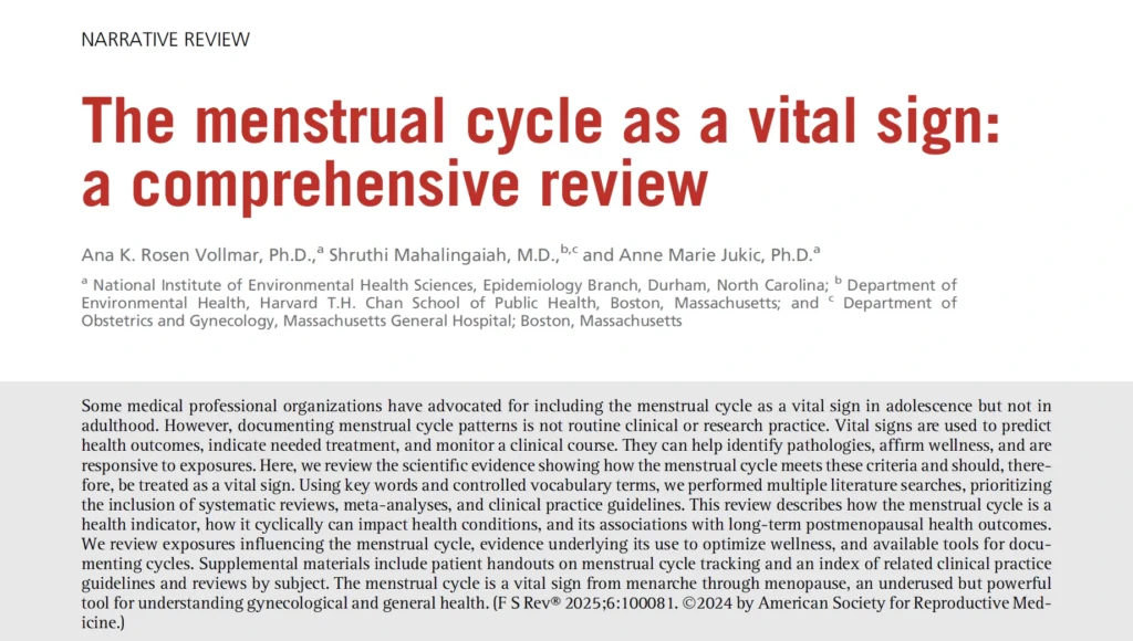 Journal Club: The Menstrual Cycle as a Vital Sign: A Comprehensive Review